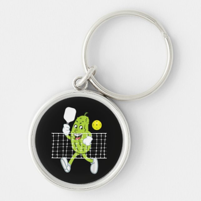 Pickle Playing Pickleball - Funny Pickleball Paddl Key Ring (Front)