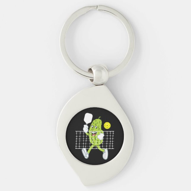 Pickle Playing Pickleball - Funny Pickleball Paddl Key Ring (Front)
