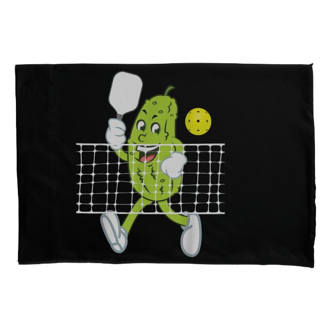Pickle Playing Pickleball - Funny Pickleball Paddl Pillowcase (Front)