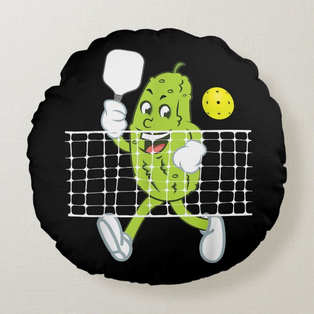 Pickle Playing Pickleball - Funny Pickleball Paddl Round Cushion (Front)