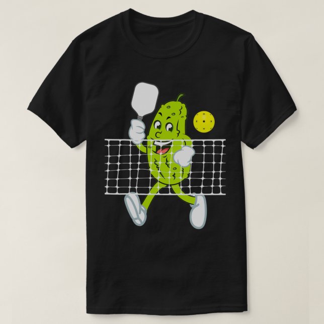 Pickle Playing Pickleball Funny Pickleball Paddleb T-Shirt (Design Front)