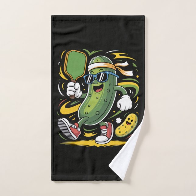 Pickle Playing Pickleball Hand Towel (Hand Towel)
