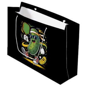 Pickle Playing Pickleball Large Gift Bag