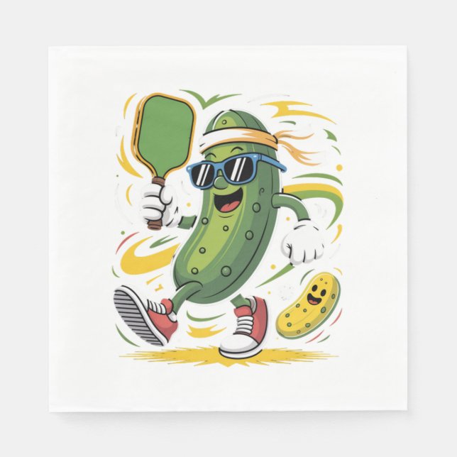 Pickle Playing Pickleball Napkin (Front)
