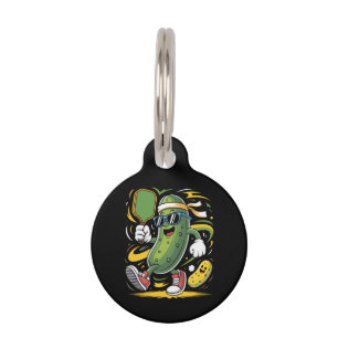 Pickle Playing Pickleball Pet Tag