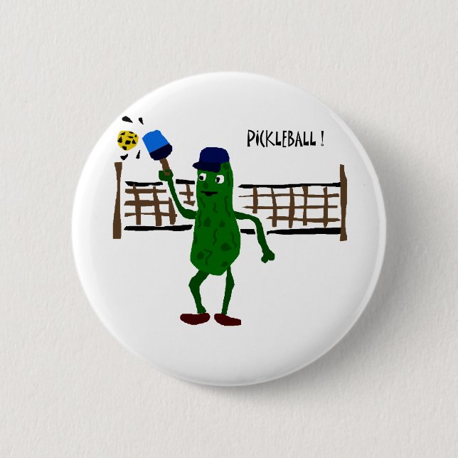 Pickle Playing Pickleball Primitive Art 6 Cm Round Badge (Front)