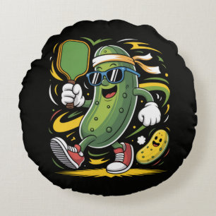 Pickle Playing Pickleball Round Cushion