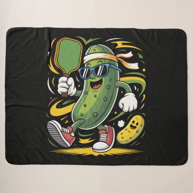 Pickle Playing Pickleball Sherpa Blanket (Front (Horizontal))