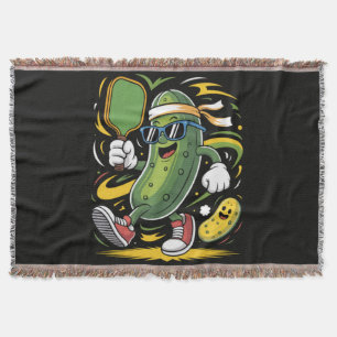 Pickle Playing Pickleball Throw Blanket