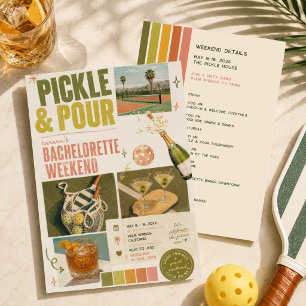 Pickle & Pour Retro Pickleball Bachelorette Invitation