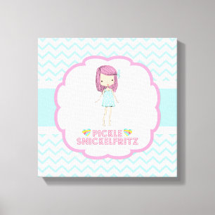 Pickle Snickelfritz 12x12 Canvas - Teal Chevron