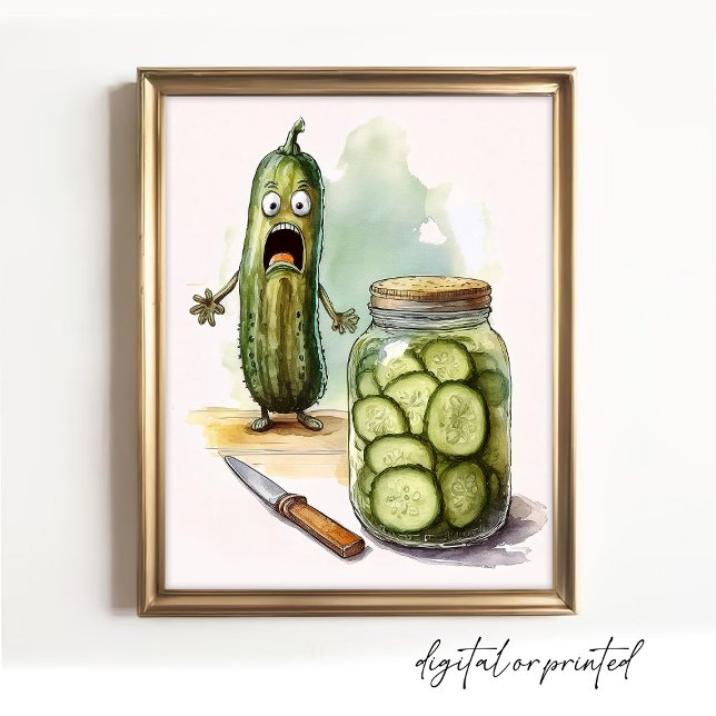 Pickle Wall Art Kitchen Decor Scared Pickle Sliced (Creator Uploaded)