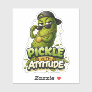 Pickle With Attitude Custom-Cut Vinyl Sticker