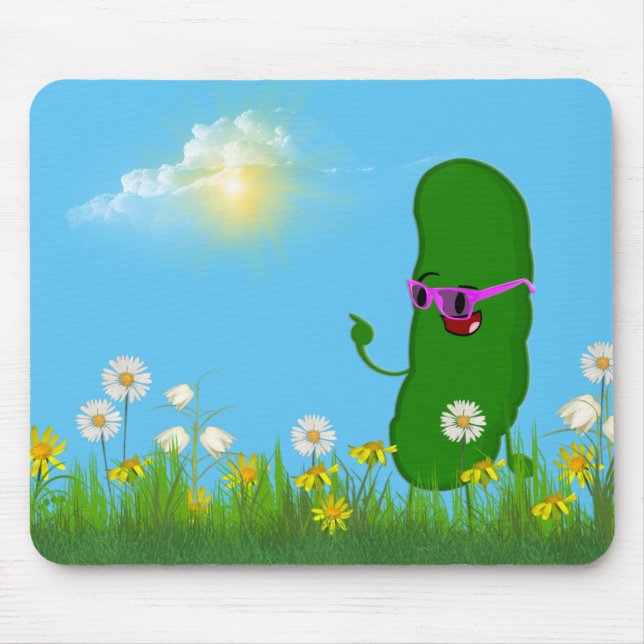 Pickle With Pink Glasses Mouse Mat (Front)