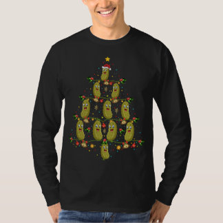 Pickle Xmas Tree Gift Santa Hat Pickle Fruit Chris T-Shirt