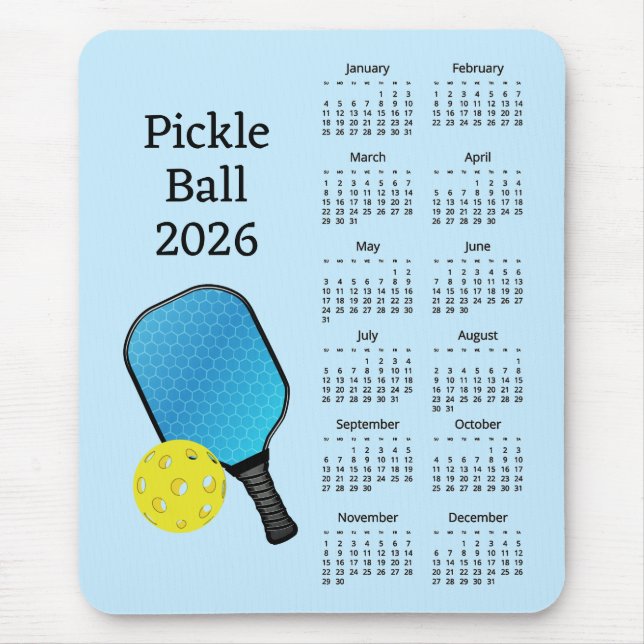 Pickleball 2026 Calendar Mouse Mat (Front)