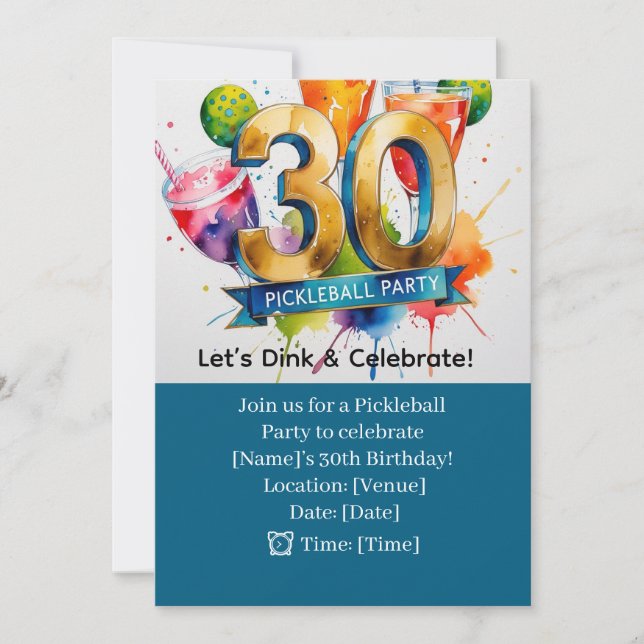 Pickleball 30th Birthday Party Invitation (Front)