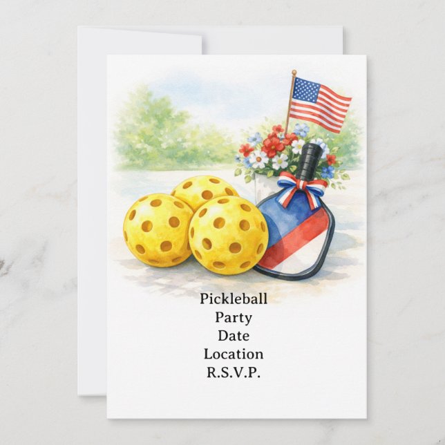 Pickleball 4th July Independence Day Party  Invitation (Front)