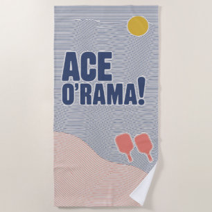 Pickleball ACE O'RAMA! Bold Typography Paddle Art Beach Towel