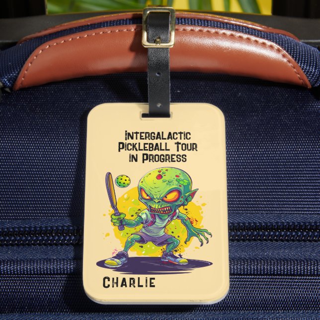 Pickleball Alien  Luggage Tag (Front Insitu 2)