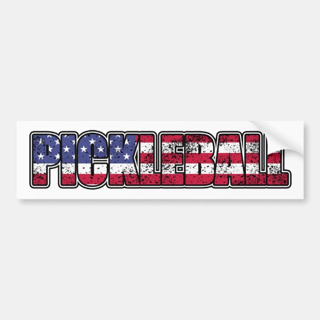 Pickleball American Flag Bumper Sticker (Front)