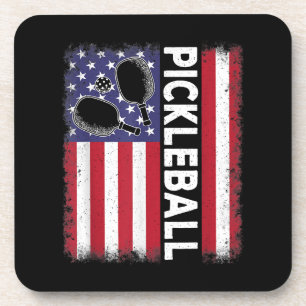 Pickleball American Flag Funny Pickleball Lover Vi Coaster