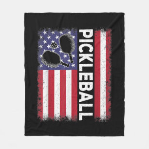Pickleball American Flag Funny Pickleball Lover Vi Fleece Blanket