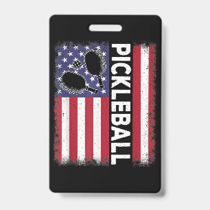 Pickleball American Flag Funny Pickleball Lover Vi ID Badge