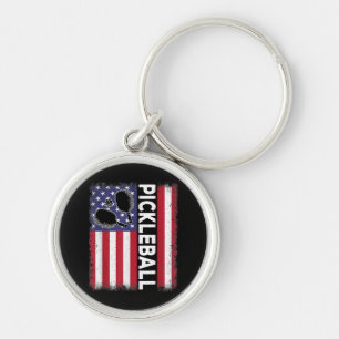 Pickleball American Flag Funny Pickleball Lover Vi Key Ring