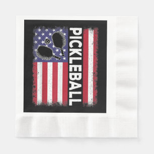 Pickleball American Flag Funny Pickleball Lover Vi Napkin