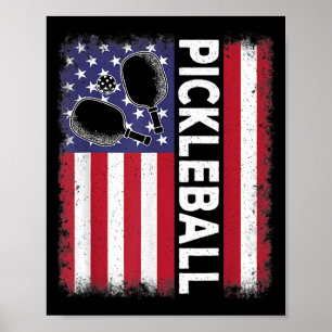 Pickleball American Flag Funny Pickleball Lover Vi Poster
