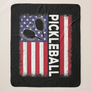 Pickleball American Flag Funny Pickleball Lover Vi Sherpa Blanket