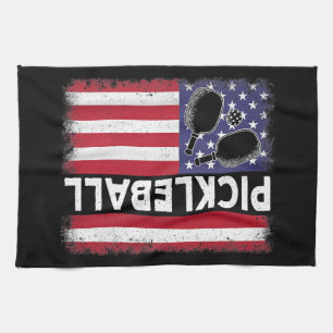 Pickleball American Flag Funny Pickleball Lover Vi Tea Towel