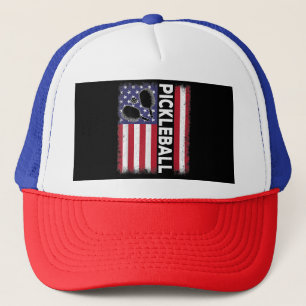 Pickleball American Flag Funny Pickleball Lover Vi Trucker Hat