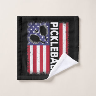 Pickleball American Flag Funny Pickleball Lover Vi Wash Cloth