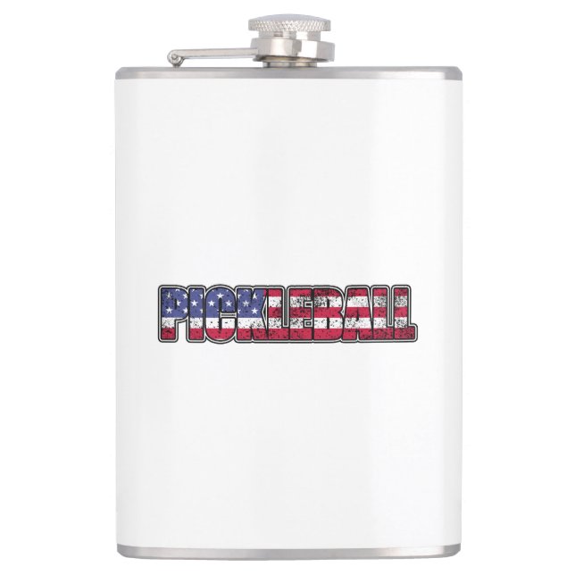 Pickleball American Flag Hip Flask (Front)