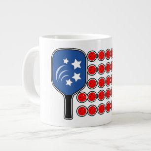 Pickleball American Flag Independence Day Large Coffee Mug