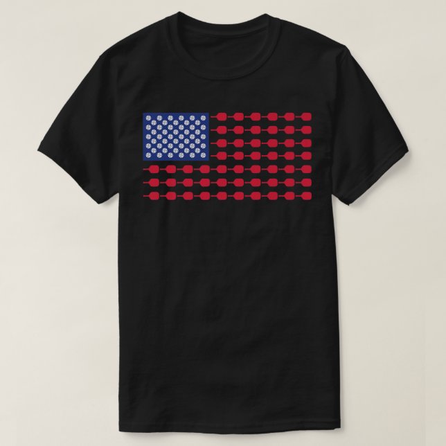 Pickleball American Flag Patriotic 4th of July 794 T-Shirt (Design Front)