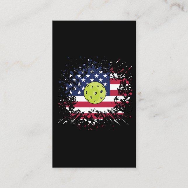 Pickleball American Flag US Racket Paddle Ball Business Card (Front)