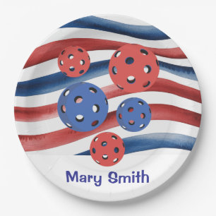 Pickleball American themed for 4th July Paper Plate