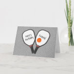 Pickleball and Paddle for Friend's Birthday Card<br><div class="desc">Orange pickleball and paddle with friend text on grey and white polka dot pattern.
All text is editable.</div>