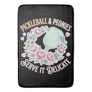 Pickleball And Peonies Serve It Delicate Bath Mat