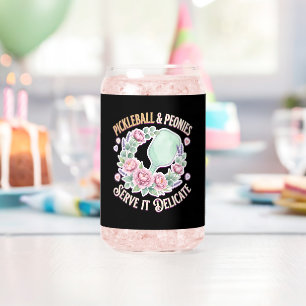 Pickleball And Peonies Serve It Delicate Can Glass