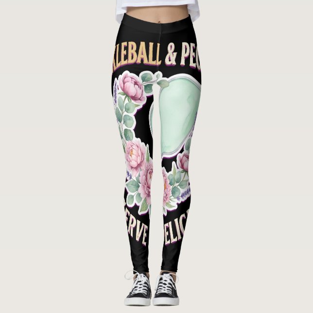 Pickleball And Peonies Serve It Delicate Leggings (Front)