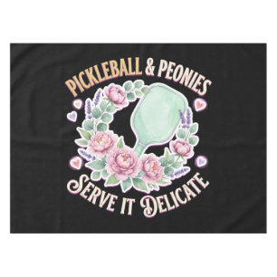 Pickleball And Peonies Serve It Delicate Tablecloth