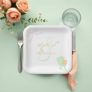 Pickleball and Prosecco Bridal Shower Paper Plate