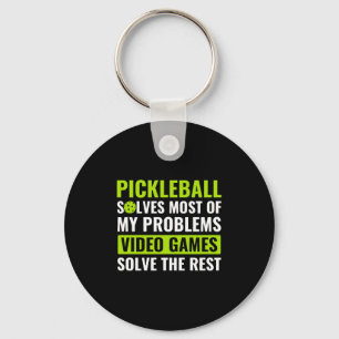 Pickleball and Video Games Pickleball Quote Funny Key Ring