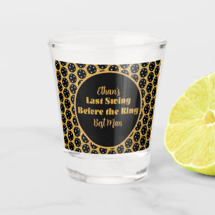 Pickleball Bachelor Party Black Gold Personalised Shot Glass