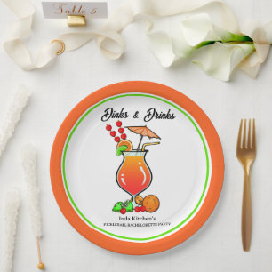 Pickleball Bachelorette Wedding Dinks & Drinks Paper Plate