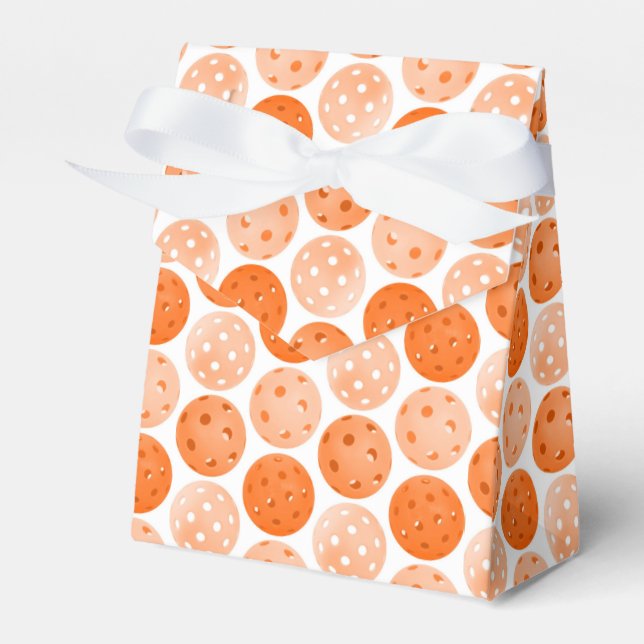 Pickleball Ball, Orange Pickleball Balls on White Favour Box (Front Side)